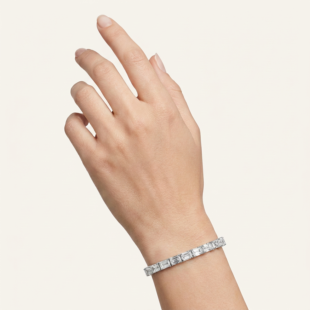 15CT Radiant Cut Lab Grown Diamond East West Tennis Bracelet