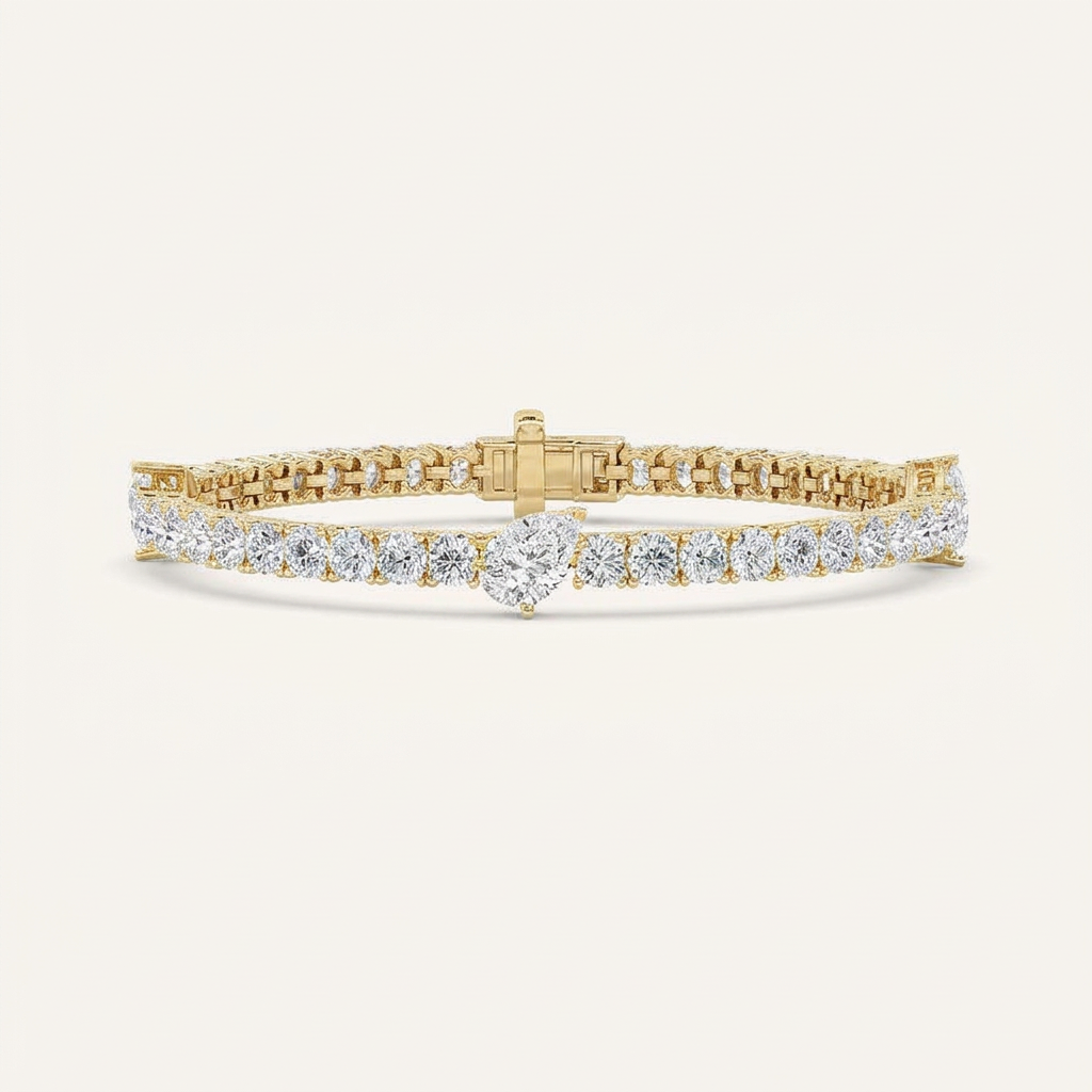 10CT Pear Cut Lab Grown Diamond East West Station Tennis Bracelet