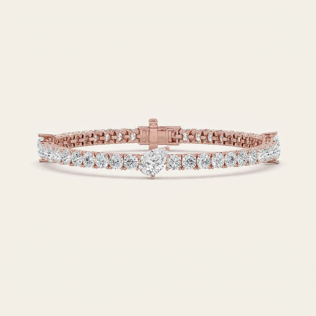 10CT Pear Cut Lab Grown Diamond East West Station Tennis Bracelet