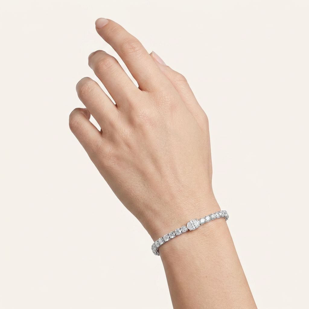 10CT Oval Cut Lab Grown Diamond East West Tennis Bracelet