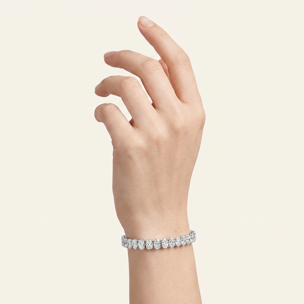 13.5CT Oval Cut Lab Grown Diamond Tennis Bracelet