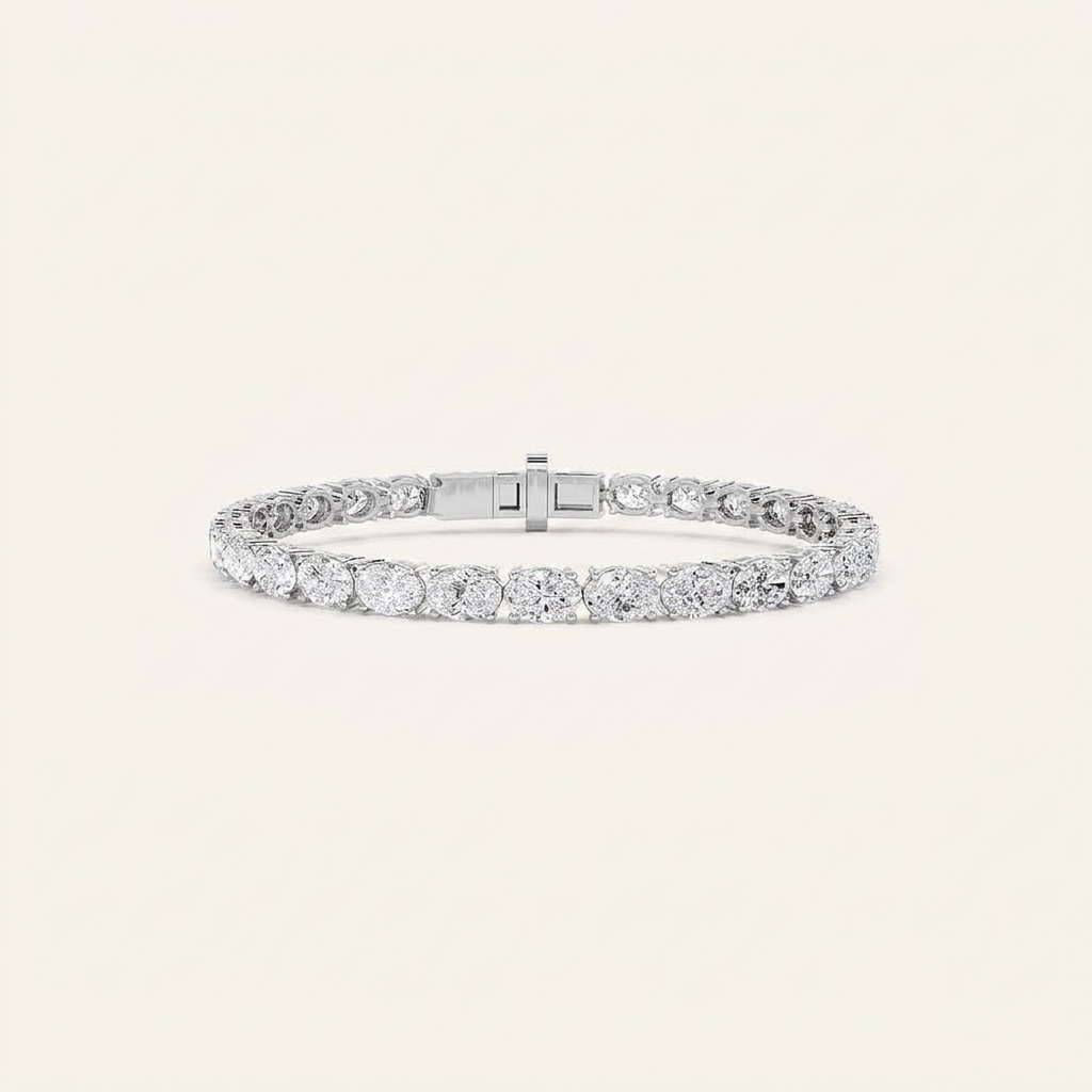 7CT Oval Cut Lab Grown Diamond Tennis Bracelet