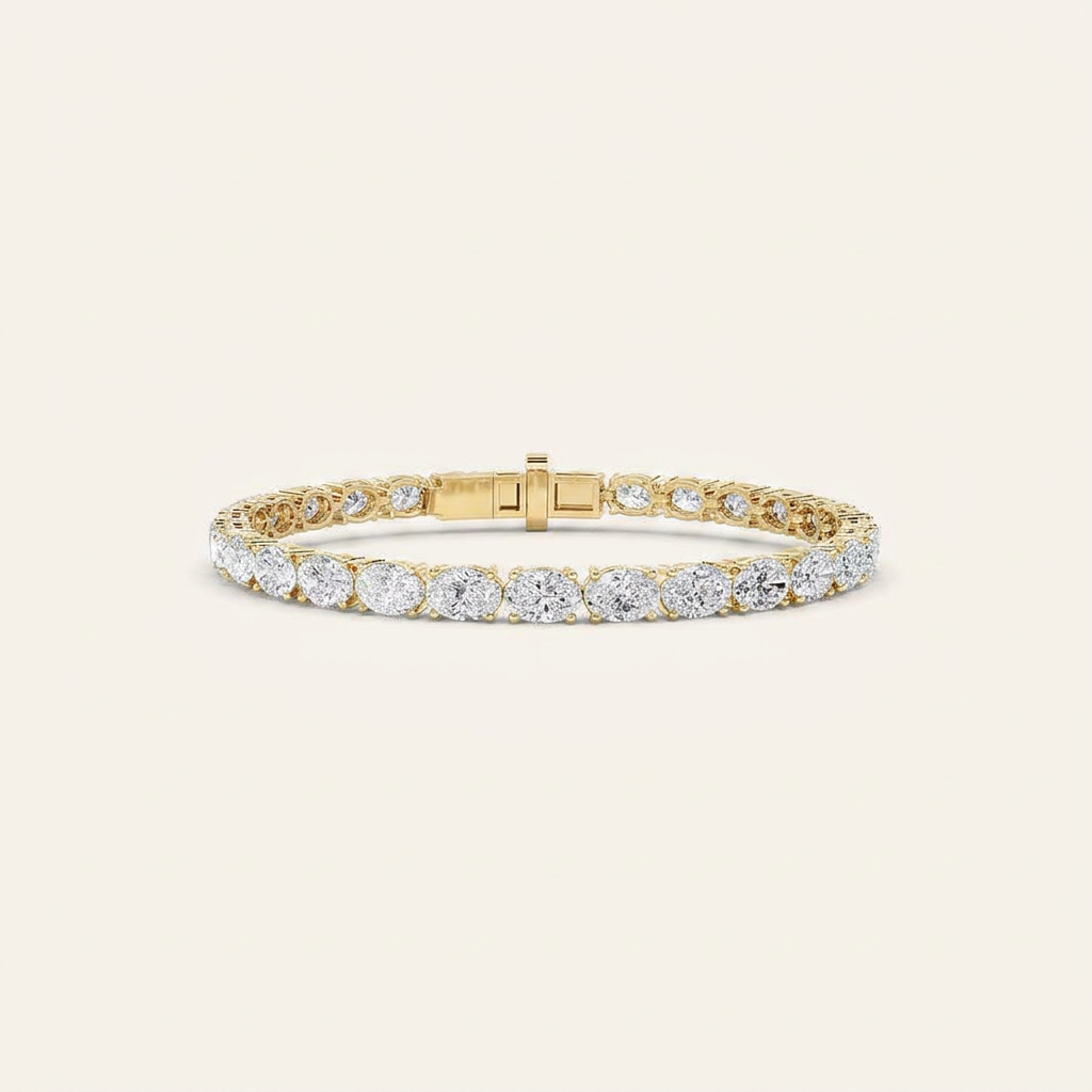 7CT Oval Cut Lab Grown Diamond Tennis Bracelet