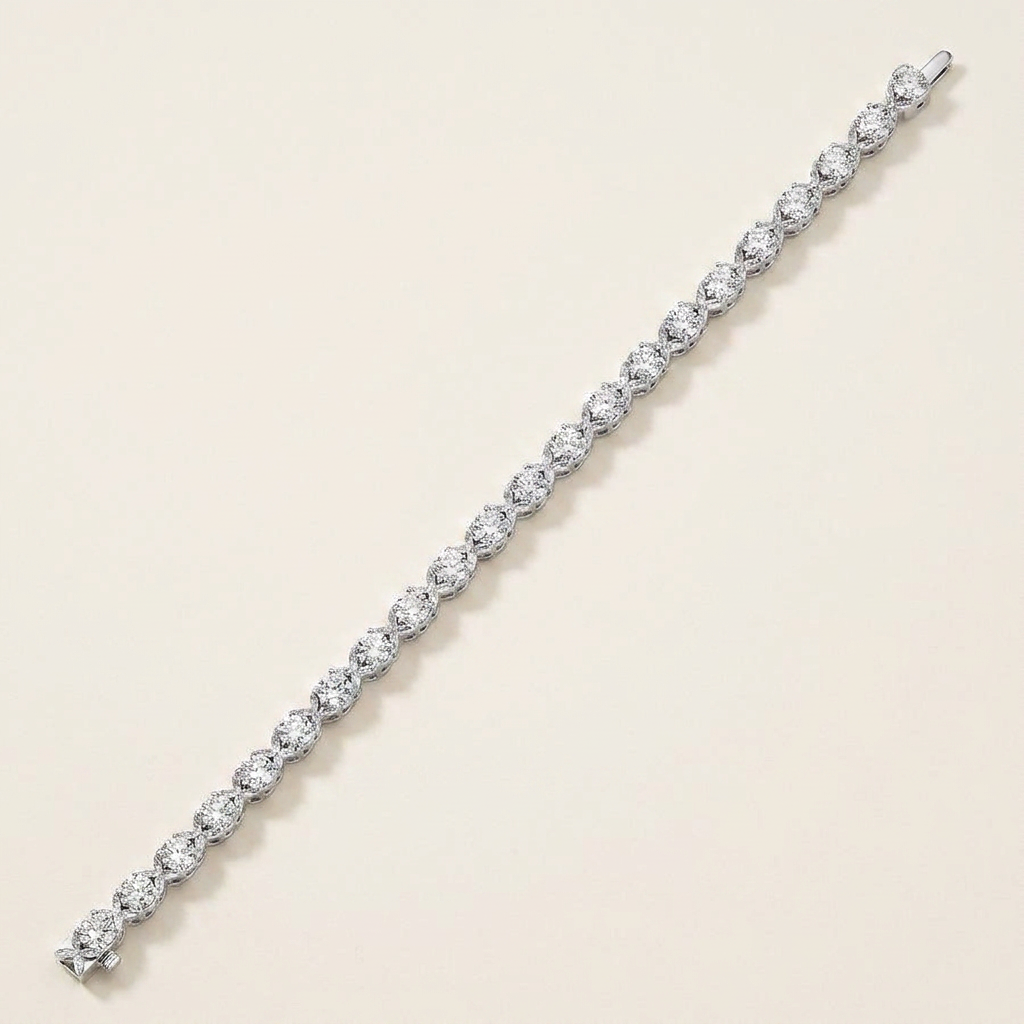 7CT Round Cut Lab Grown Diamond Bracelet
