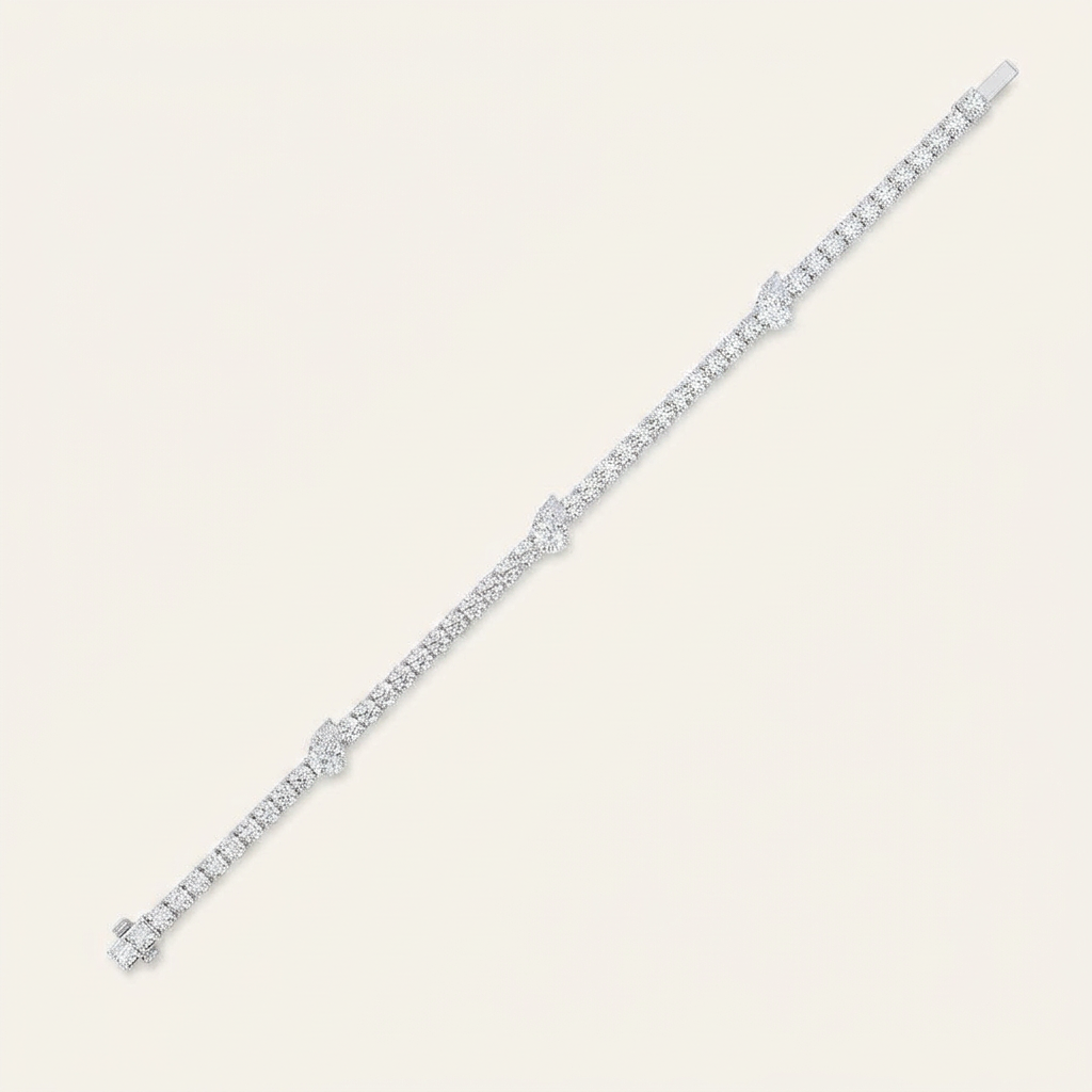 10CT Pear Cut Lab Grown Diamond East West Station Tennis Bracelet
