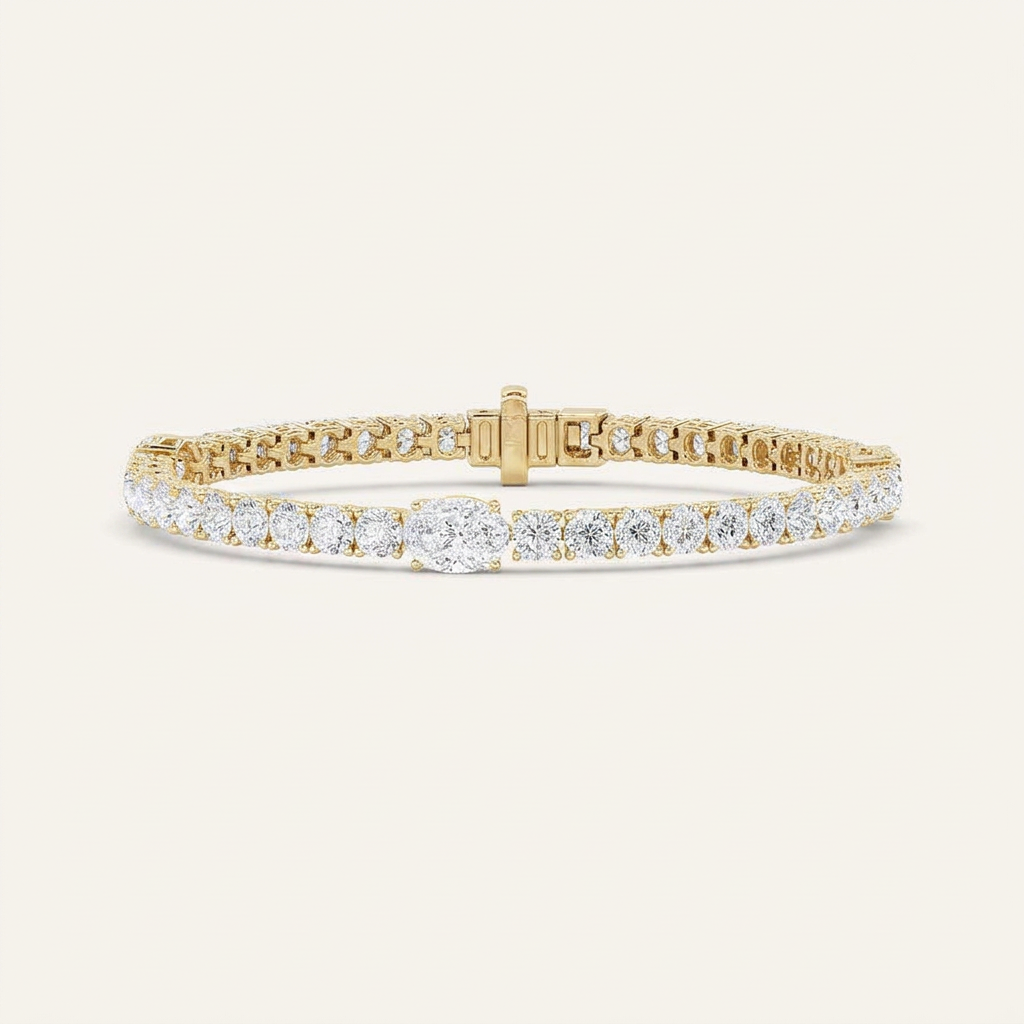 10CT Oval Cut Lab Grown Diamond East West Tennis Bracelet