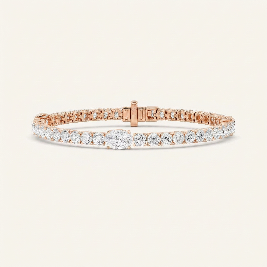10CT Oval Cut Lab Grown Diamond East West Tennis Bracelet