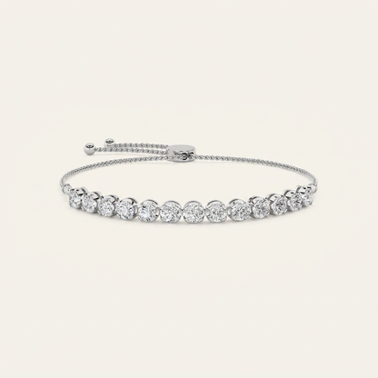 2.5CT Round Cut Lab Grown Diamond Bolo Bracelet