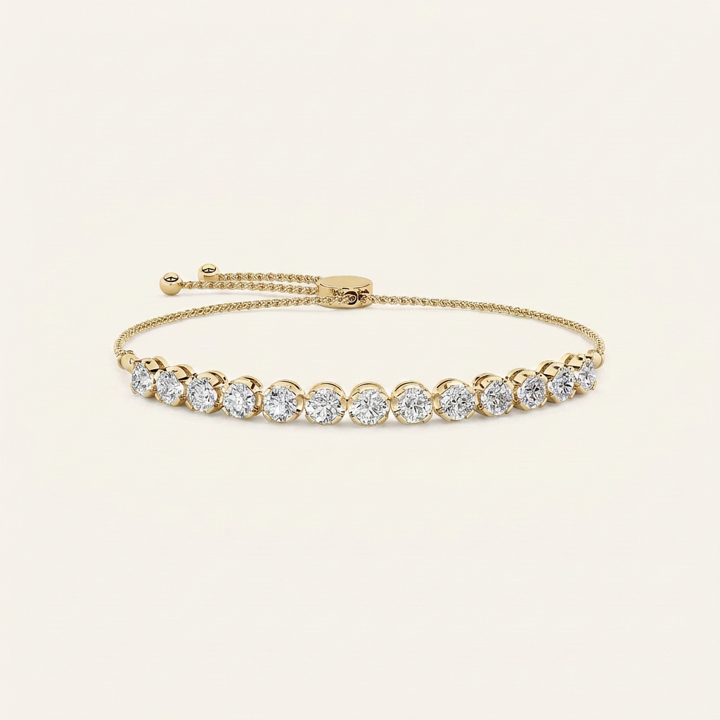2.5CT Round Cut Lab Grown Diamond Bolo Bracelet