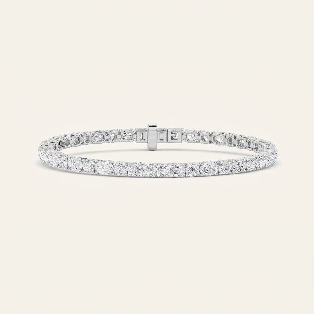 7CT Oval And Round Cut Lab Grown Diamond Statement Bracelet