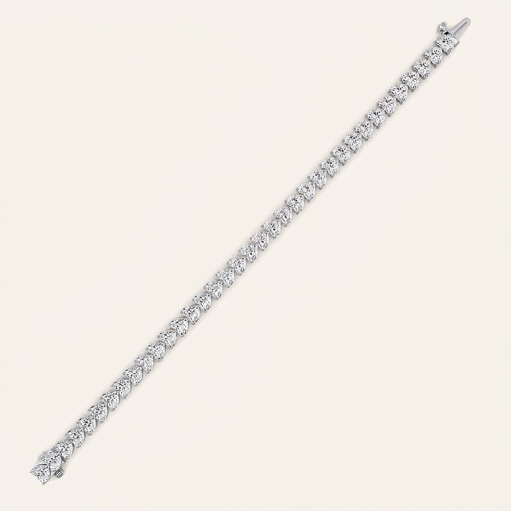 18CT Heart Cut Lab Grown Diamond Tennis Bracelet