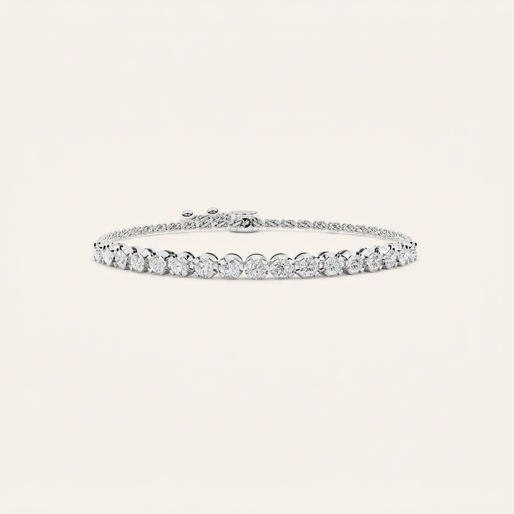 2CT Round Cut Lab Grown Diamond Bolo Bracelet