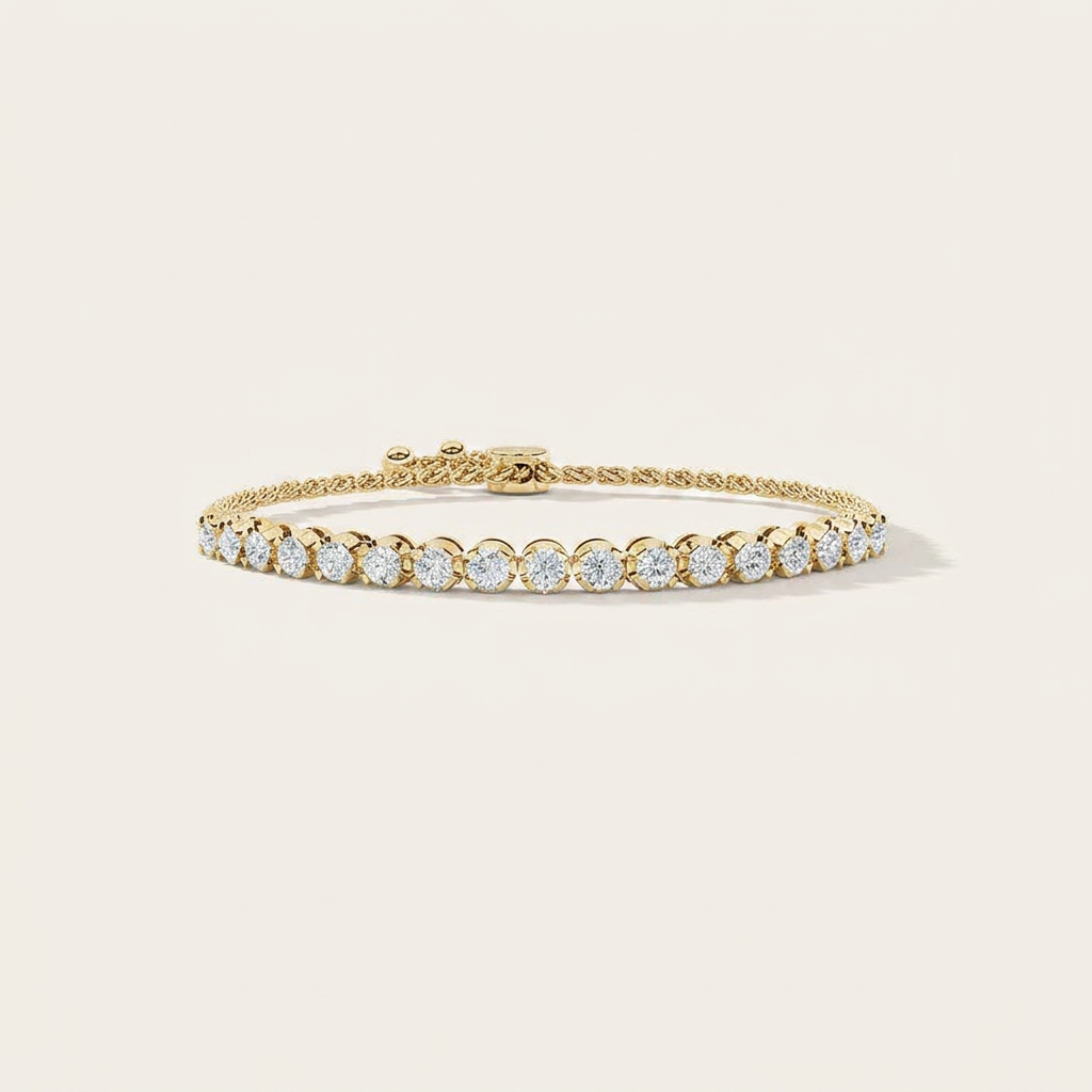 2CT Round Cut Lab Grown Diamond Bolo Bracelet
