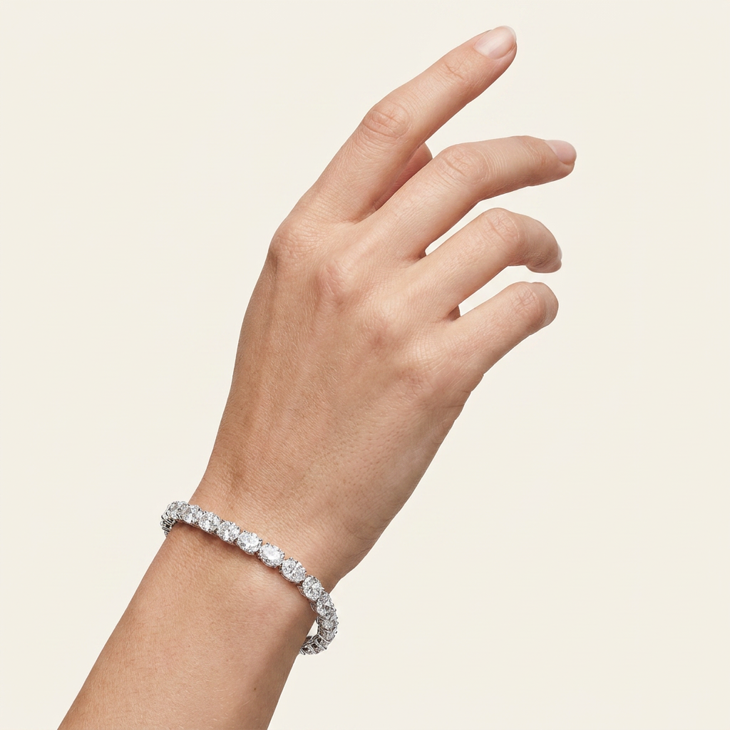 7CT Oval Cut Lab Grown Diamond Tennis Bracelet