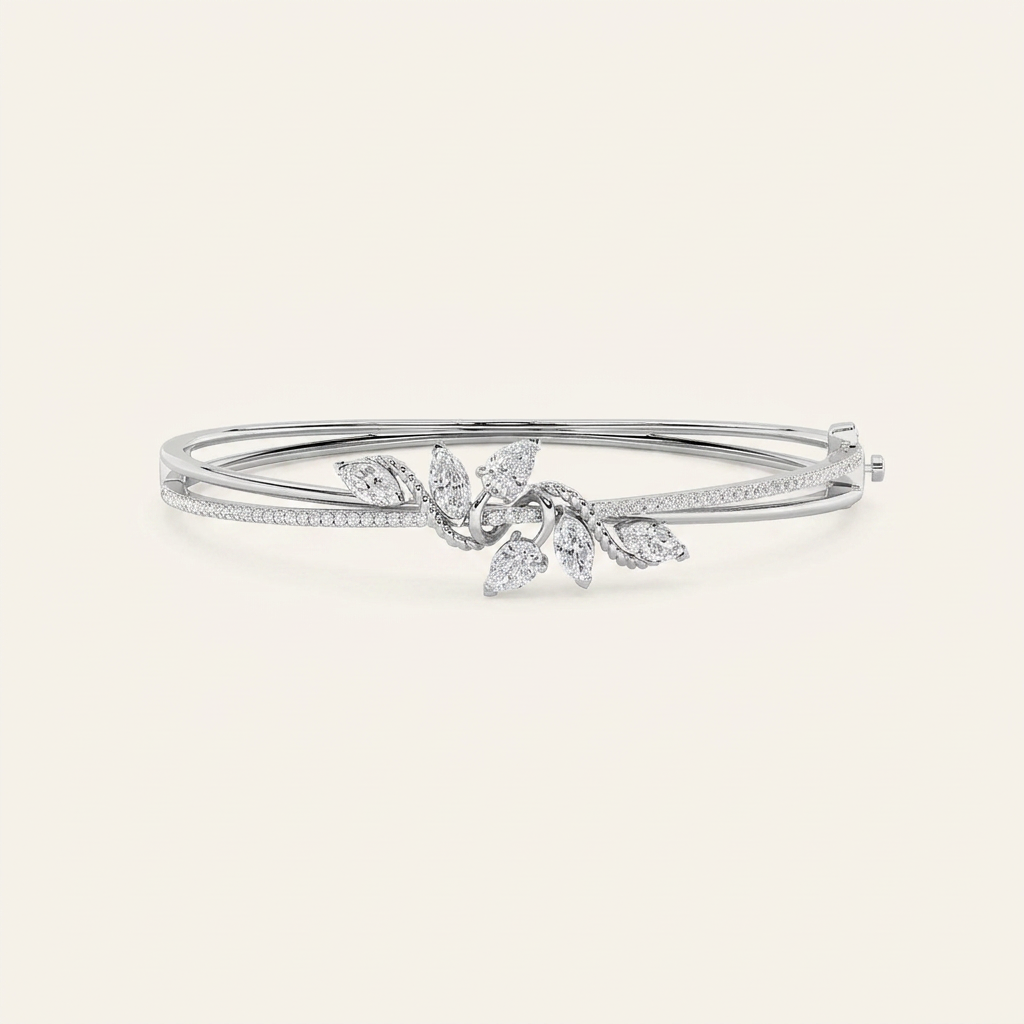 2CT Marquise Cut Lab Grown Diamond Bangle Bracelet