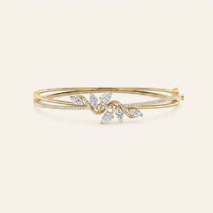 2CT Marquise Cut Lab Grown Diamond Bangle Bracelet