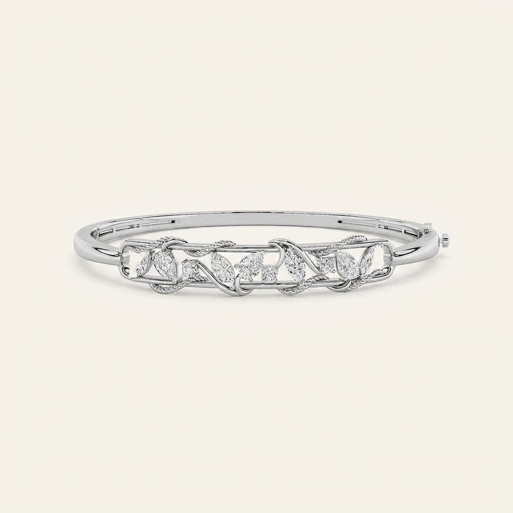 2CT Pear Cut Lab Grown Diamond Bangle Bracelet