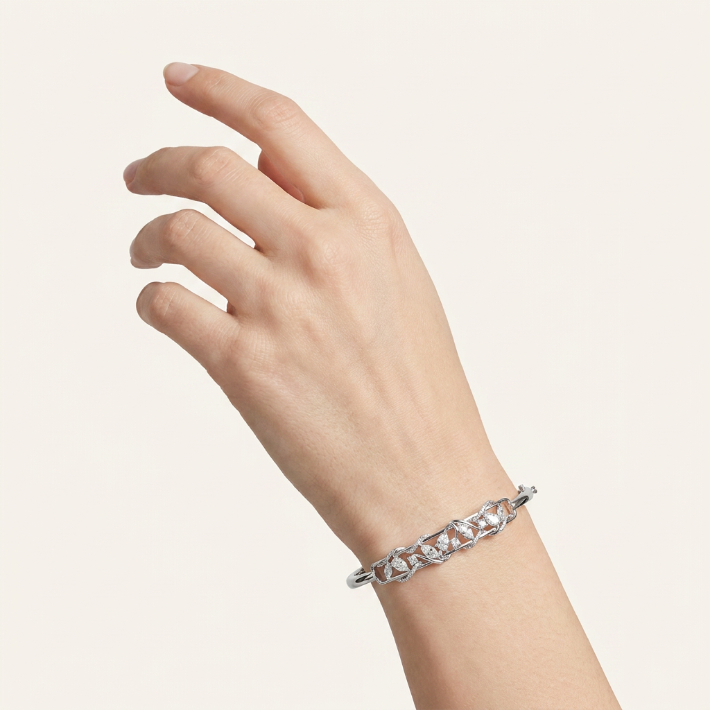2CT Pear Cut Lab Grown Diamond Bangle Bracelet