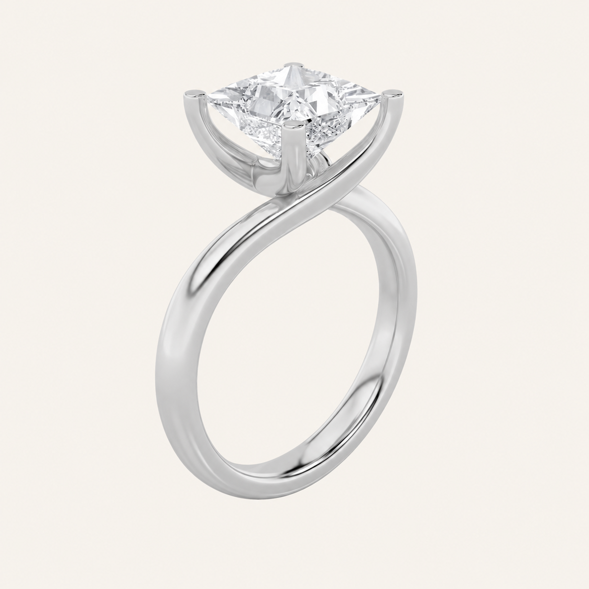 2CT Princess Cust Lab Grown Diamond Solitaire Ring