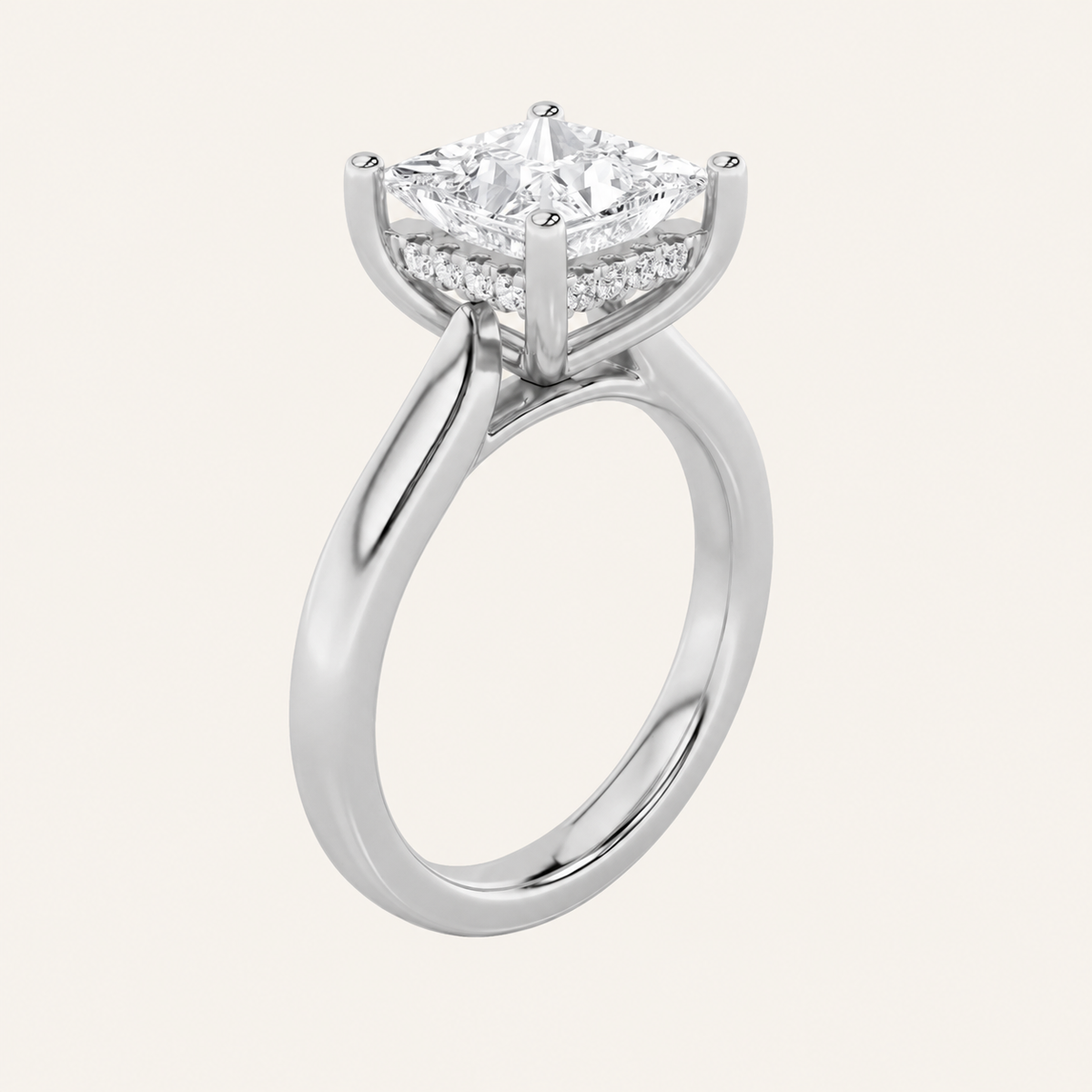 4CT Princess Cut Lab Grown Diamond Solitaire Ring