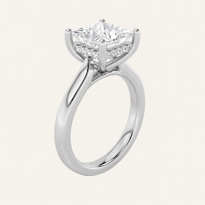 4CT Princess Cut Lab Grown Diamond Solitaire Ring