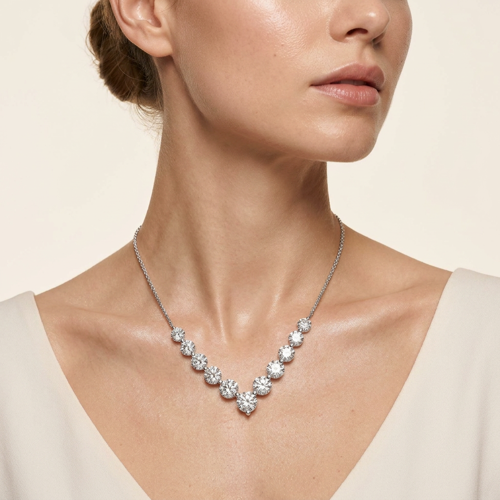 5CT Round Cut Lab Grown Diamond Necklace