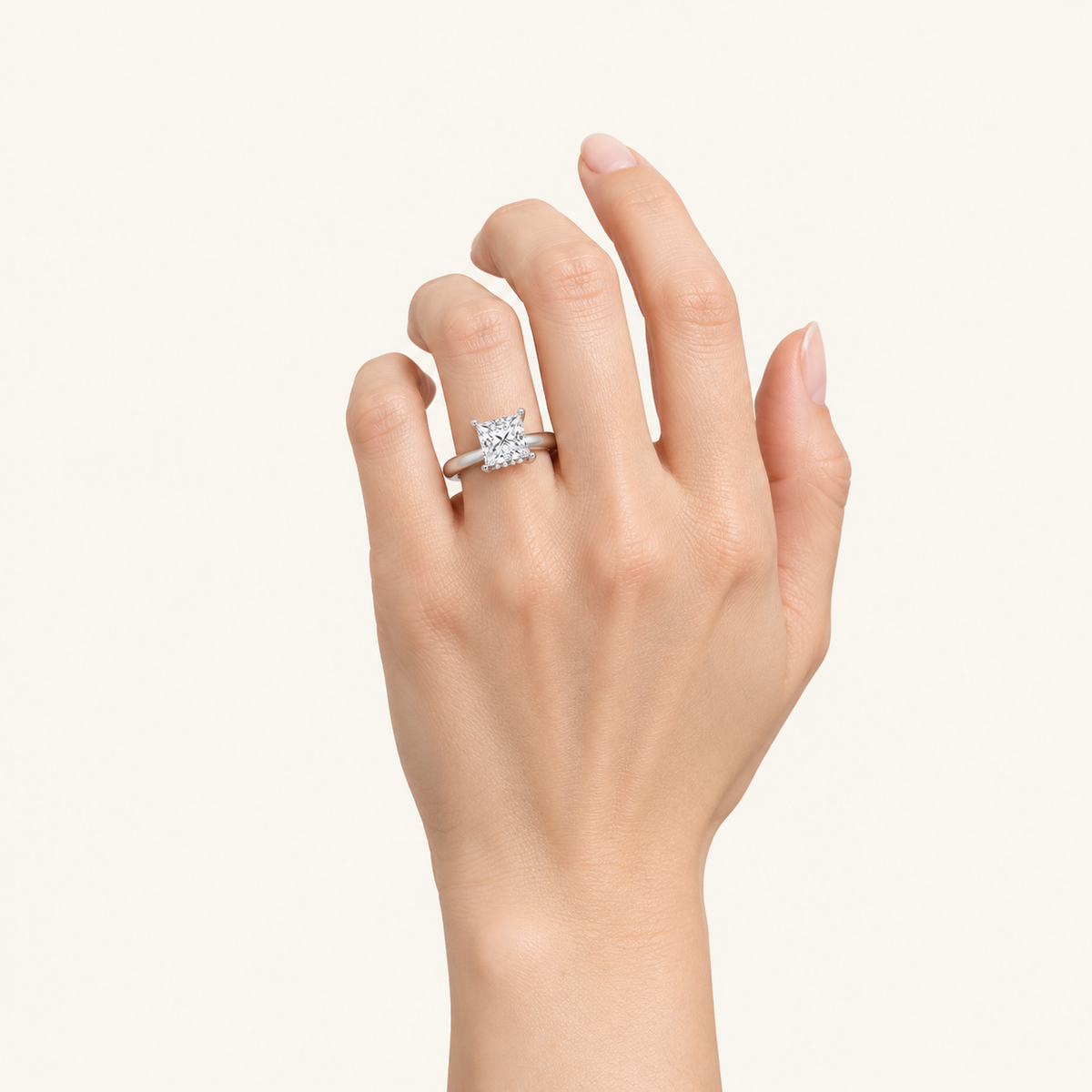 4CT Princess Cut Lab Grown Diamond Solitaire Ring