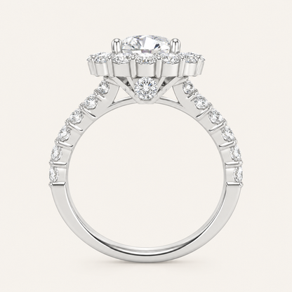 2.00CT Oval Cut Lab Grown Diamond Halo Side Stone Ring