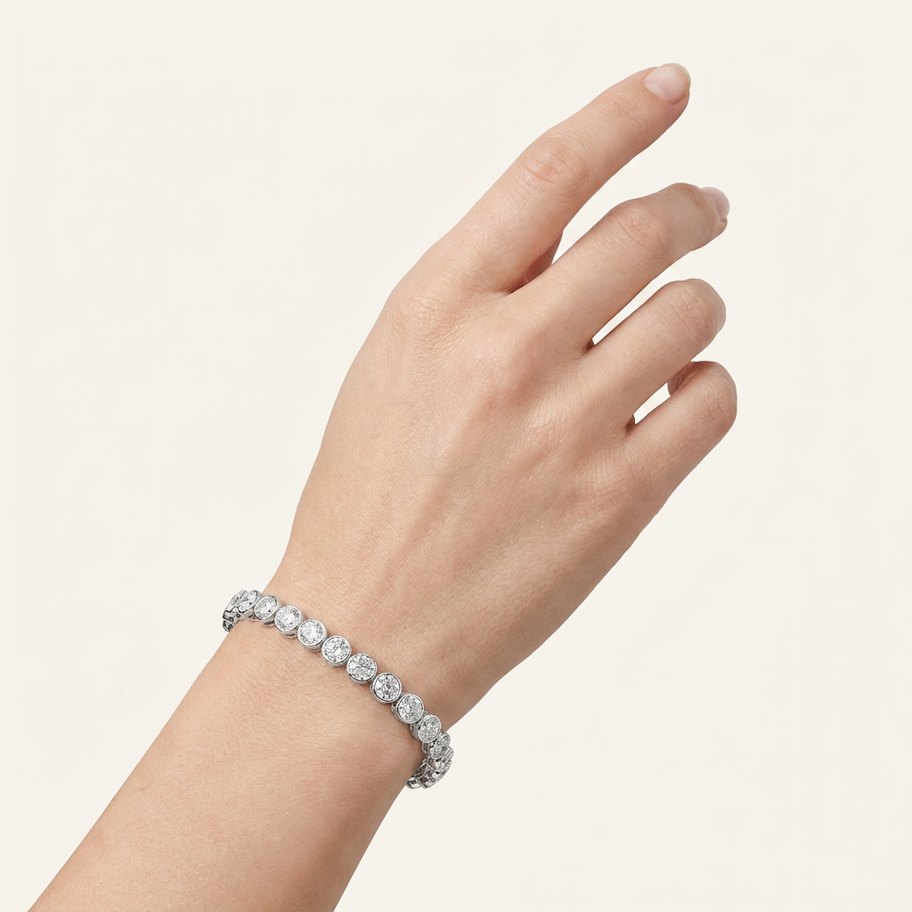 10CT Round Cut Lab Grown Diamond Bezel Set Tennis Bracelet