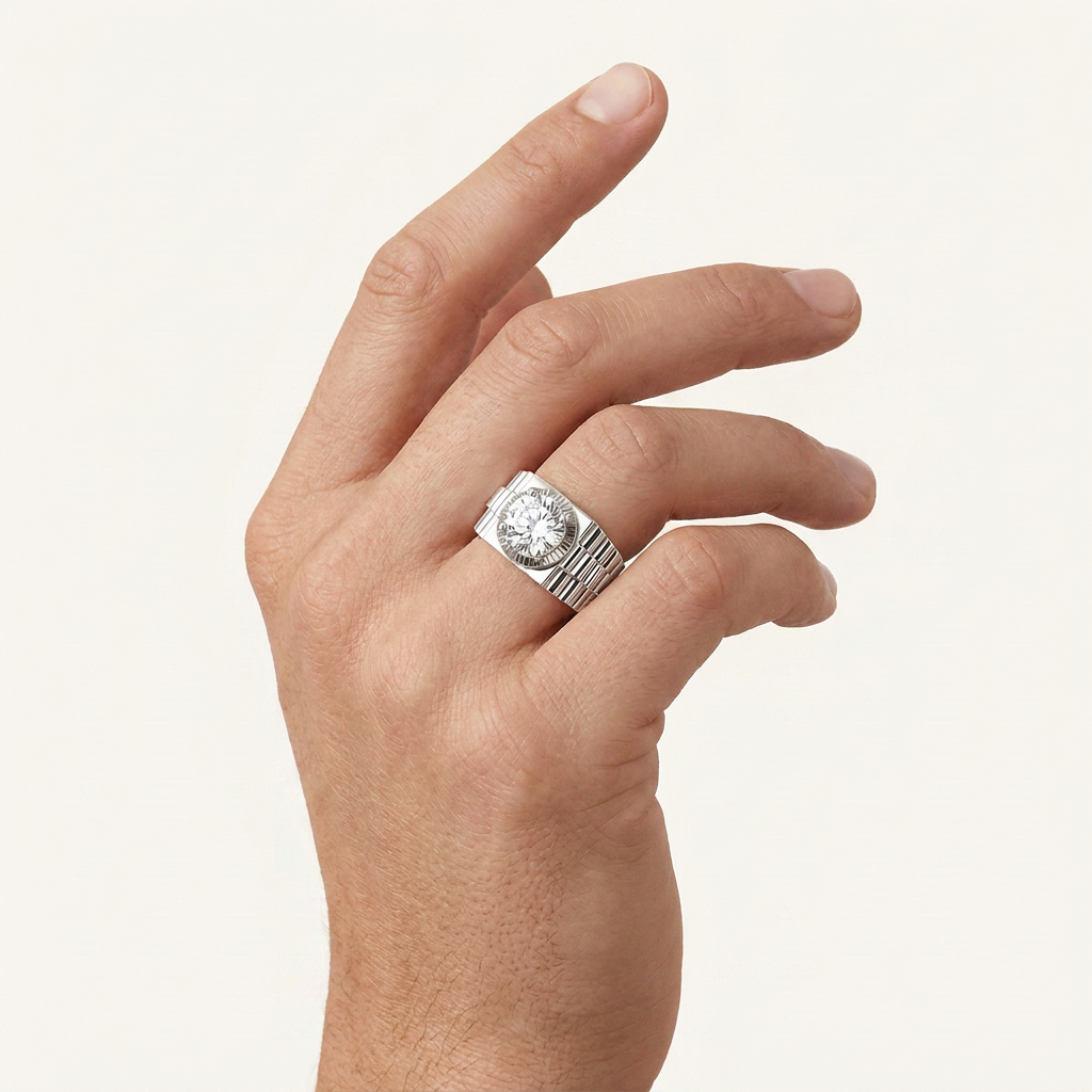 2.00CT Round Cut Certified Lab Grown Diamond Solitaire Men's Ring