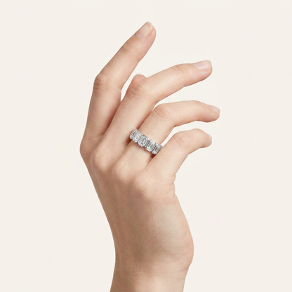 3.7CT Emerald Cut Lab Grown Diamond Eternity Ring