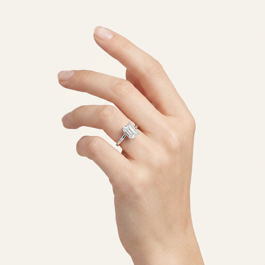 1CT Emerald Cut Lab Grown Diamond Engagement Ring
