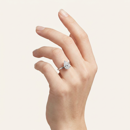 4CT Pear Cut Lab Grown Diamond Side Stone Ring