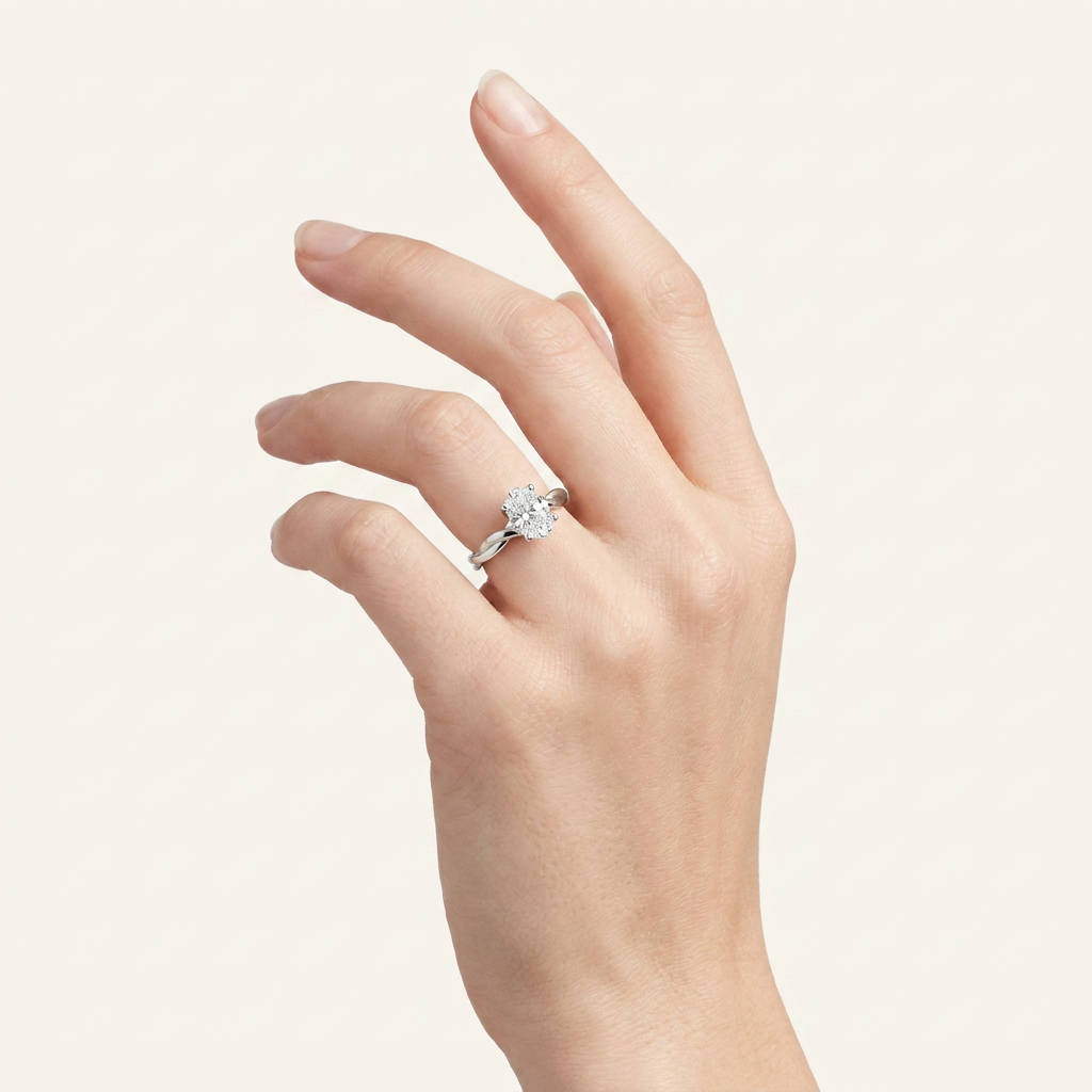2CT Oval Cut Lab Grown Diamond Solitaire Engagement Ring