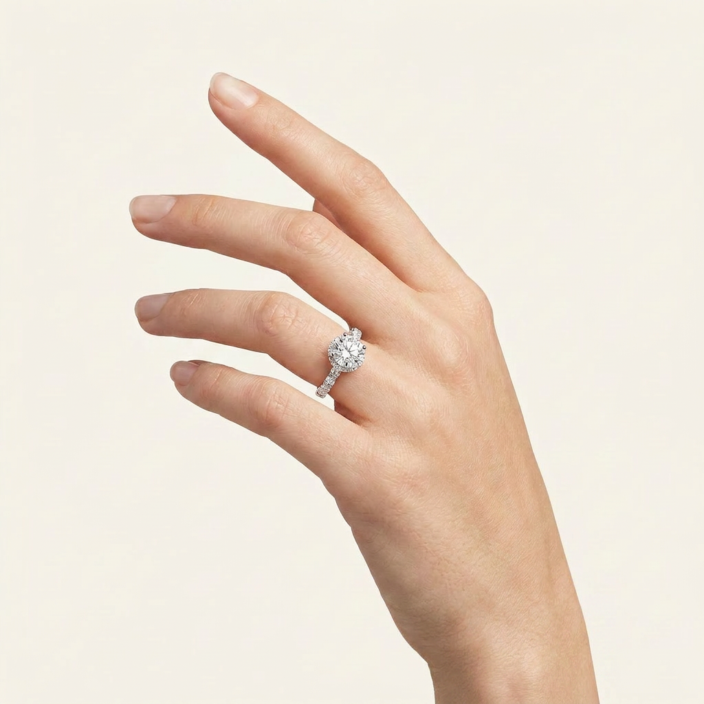 2CT Round Cut Lab Grown Diamond Two Tone Accented Fancy Engagement Ring