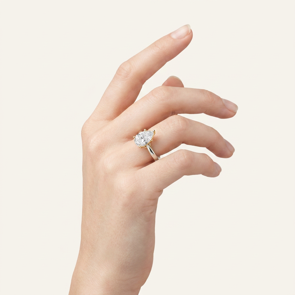 2CT Pear Cut Lab Grown Diamond Solitaire Ring