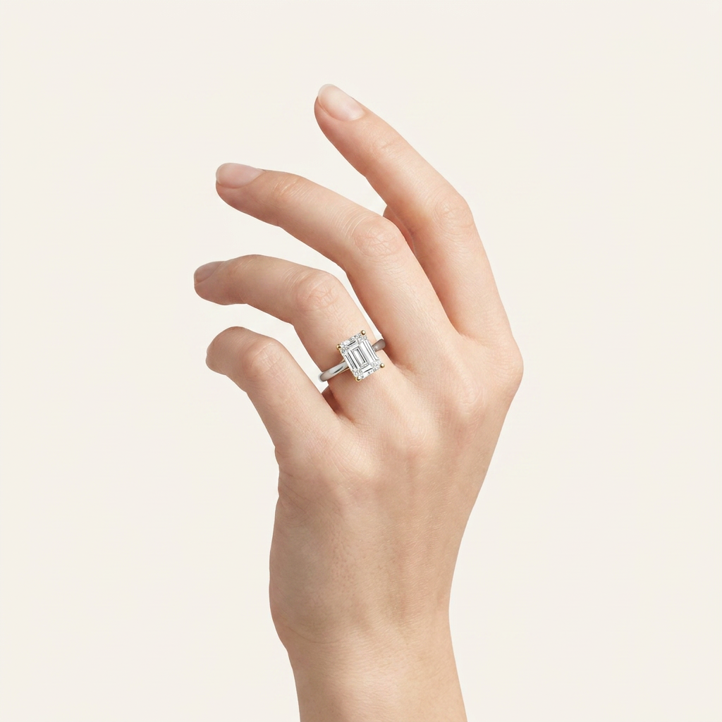 3CT Emerald Cut Lab Grown Diamond Engagement Ring