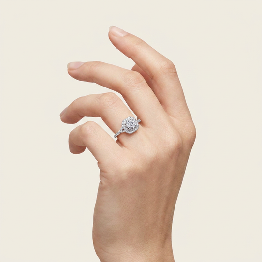 0.50 CT Round Cut Diamond Promise Halo Ring
