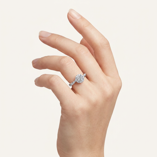0.50 CT Round Lab Grown Diamond Promise Halo Ring