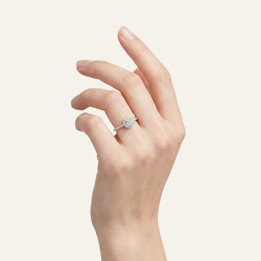 0.4CT Round Cut Certified Lab Grown Diamond Promise Halo Ring