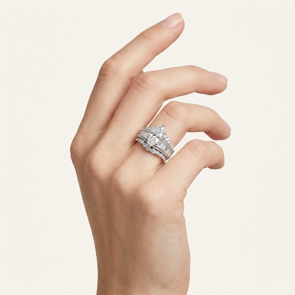 5.72CT Marquise Cut Certified Lab Grown Diamond Cluster Ring