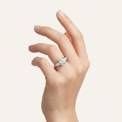 6CT Round Cut Certified Lab Grown Diamond Three Stone Ring