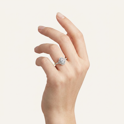 0.51CT Oval Cut Lab Grown Diamond Promise Halo Ring