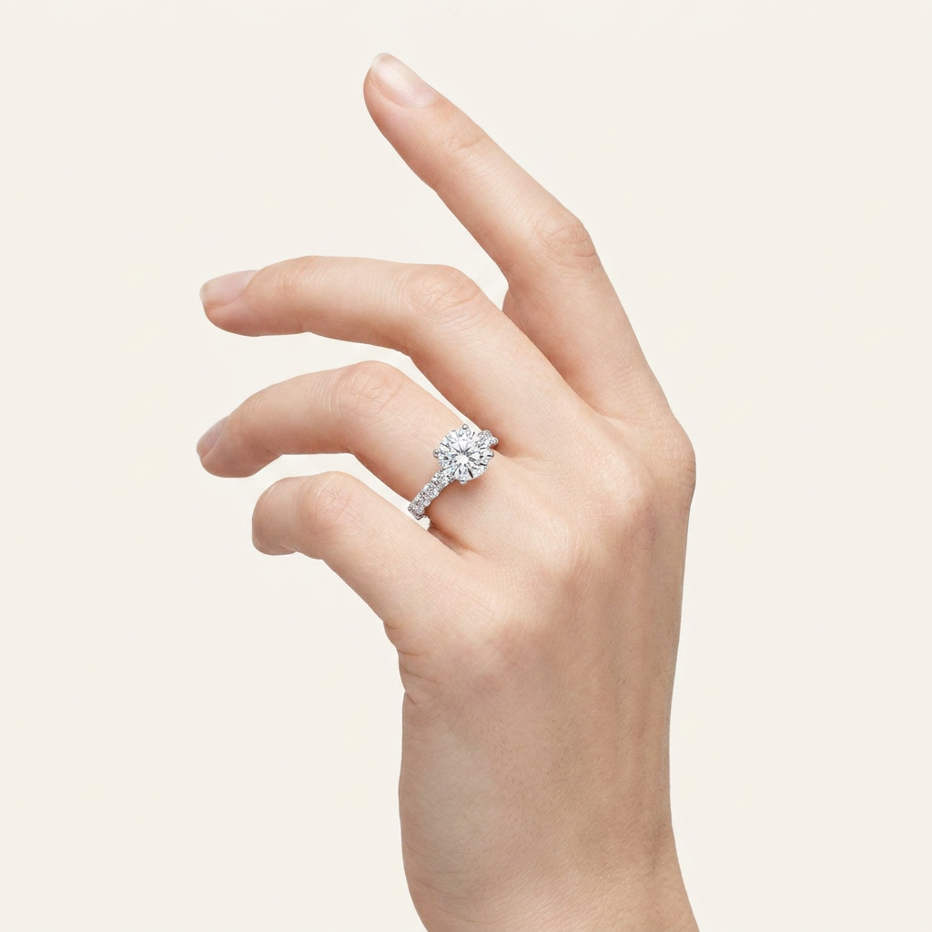 4.20CT Round Cut Certified Lab Grown Diamond Solitaire Engagement Ring