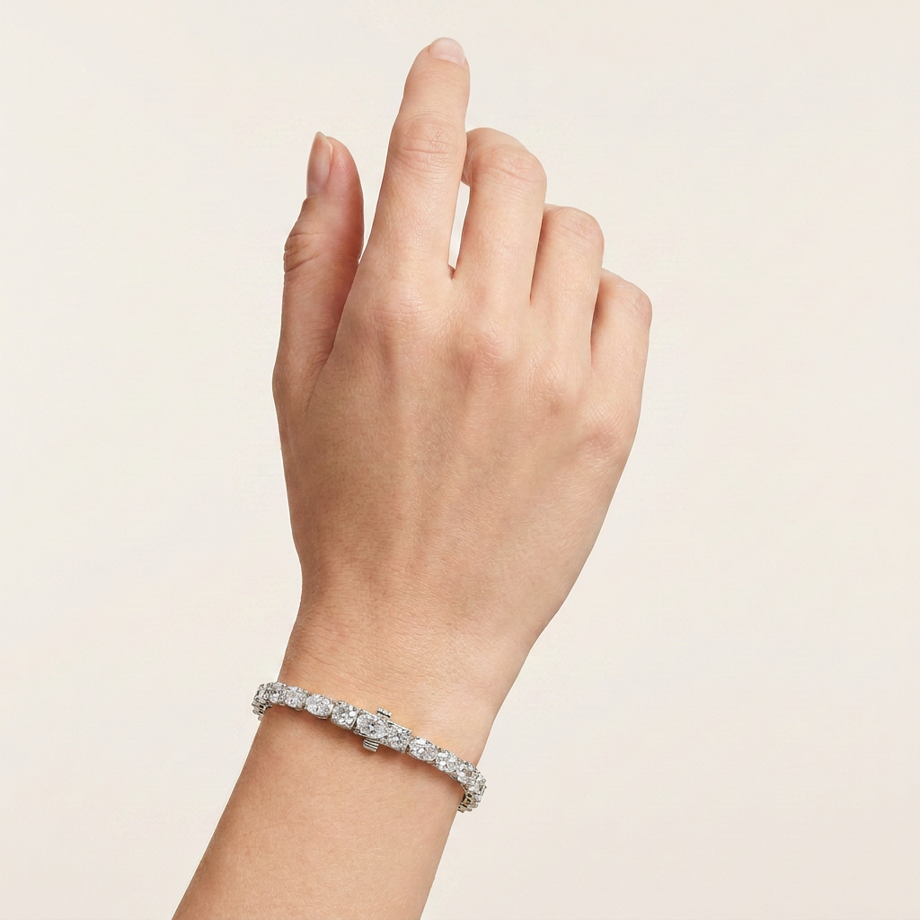 7CT Oval And Round Cut Lab Grown Diamond Statement Bracelet