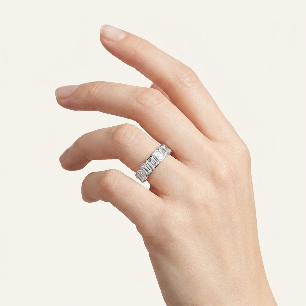 4.25CT Emerald Cut Lab Grown Diamond Eternity Ring