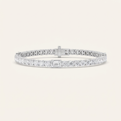 10CT Emerald Cut Lab Grown Diamond East West Station Tennis Bracelet