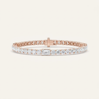10CT Emerald Cut Lab Grown Diamond East West Station Tennis Bracelet