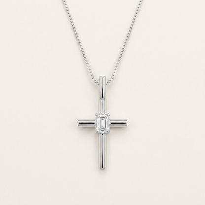 0.5CT Emerald Cut Lab Grown Diamond Pendant Necklace