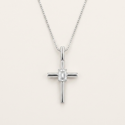 0.5CT Emerald Cut Lab Grown Diamond Pendant Necklace